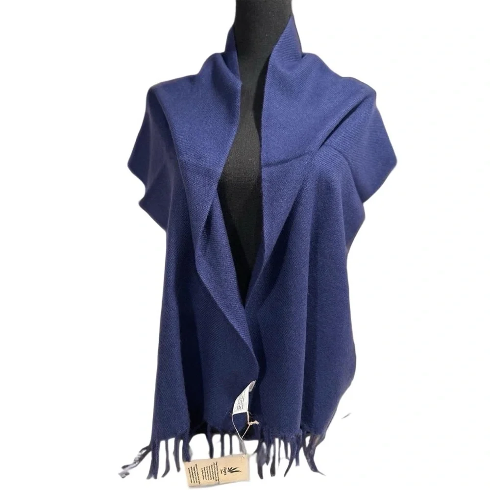 100% Pure 4-Ply ChyangraPashmina Cashmere Scarf Handmade Nepal COA NWT ROYALBLUE